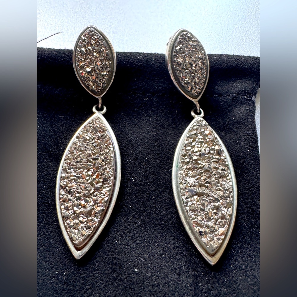 Stunning Sterling Silver and Druzy Tear Drop Earrings